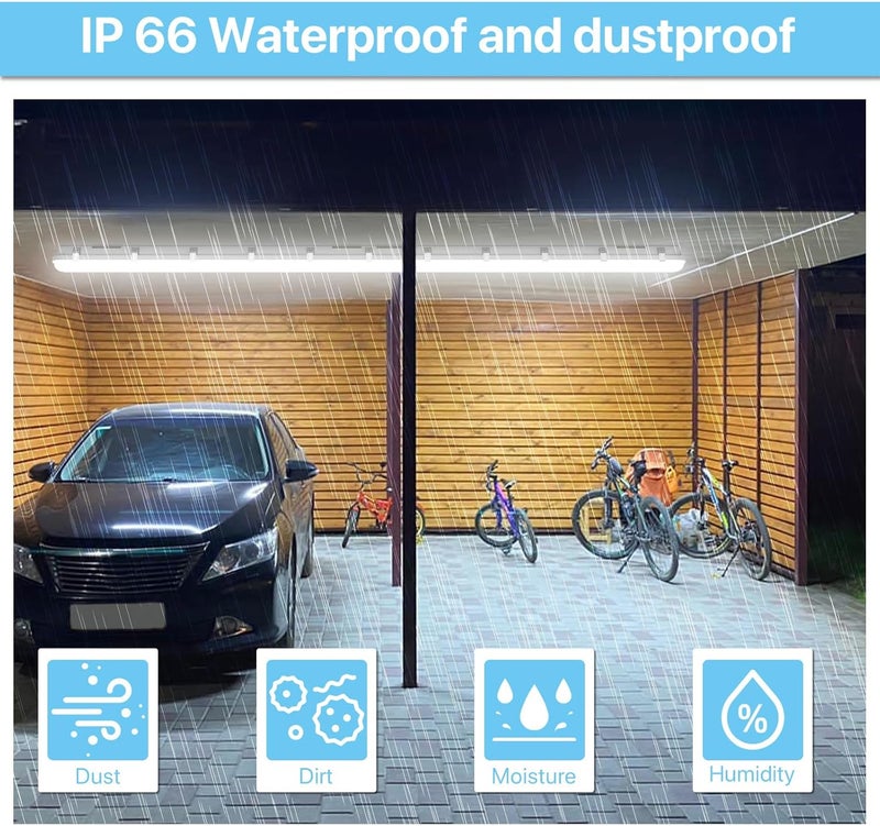 Hyperlite 8 Foot LED Vapor Proof Light, 15600lm IP66 Waterproof Vapor Tight Led Lights Fixture, 120w/100w/80w, 120-277V, Dimmable Outdoor Shop Light for Carports, Gas Station, Garage ETL Listed - Image 4